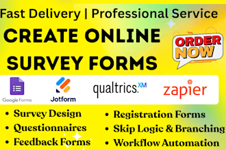 create online survey forms using zapier, qualtrics, google forms and jotforms