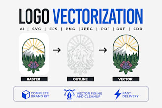 redraw, convert logo to vector with brand identity kit