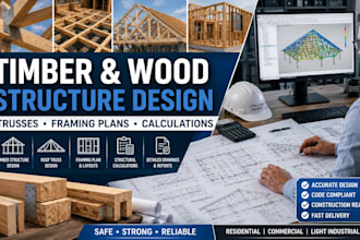 design timber and wood structure, trusses and framing plan