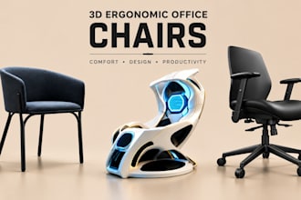 design ergonomic office chair and furniture product in 3d cad
