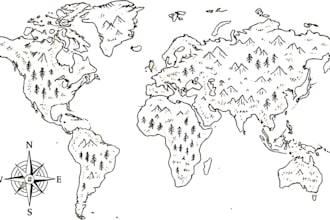 create vector map illustration hand drawn