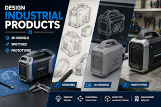 design industrial products, 3d models, sketches, prototypes
