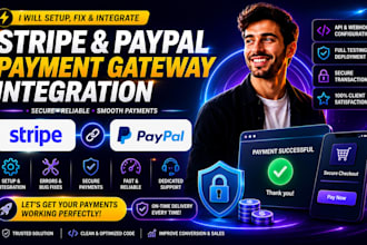 fix or setup stripe, paypal payment gateway integration for your website or app