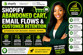 create shopify abandoned cart, email flows and customer retention automation