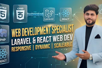 develop responsive websites using PHP laravel HTML CSS react