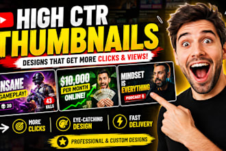 design high CTR youtube thumbnail viral thumbnail that gets more clicks and view