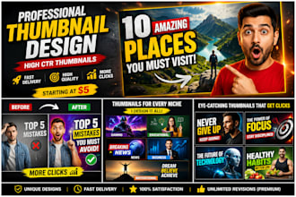 design eye catching and clickable youtube thumbnails