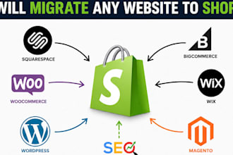 migrate wordpress to shopify to worpdress,wix to shopify, woocommerce to shopify