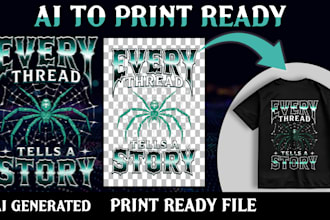 convert ai generated tshirt design into print ready files in 1 hour