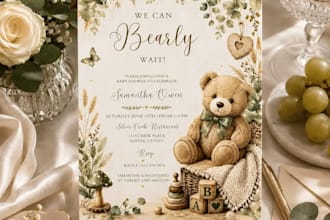 editable, printable digital baby shower invitation canva template