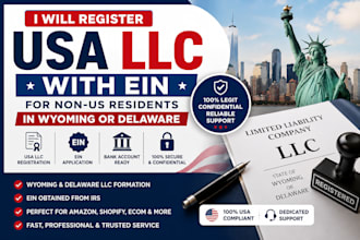 register USA llc with ein number for non US residents in wyoming or delaware