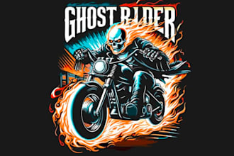 draw unique ghost rider logo with t shirt graphic design