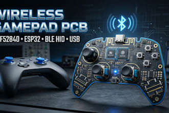 design bluetooth gamepad pcb nrf52840 esp32 ble hid controller haptic feedback