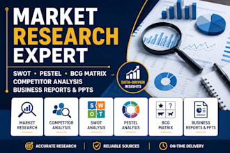 do market research, competitor analysis, swot and pestel analysis under 48 hours