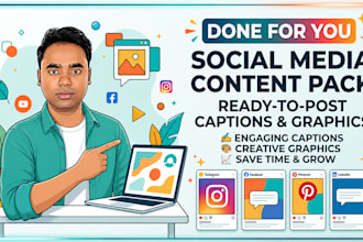 create a done for you social media content pack with captions and graphics