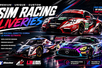 create premium sim racing liveries for iracing, lmu and assetto corsa