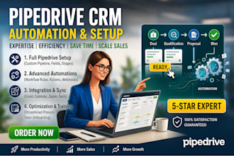 setup CRM automation on pipedrive, be your pipedrive specialist