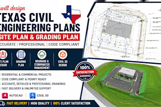 design texas civil engineering plans, site plan and grading plan