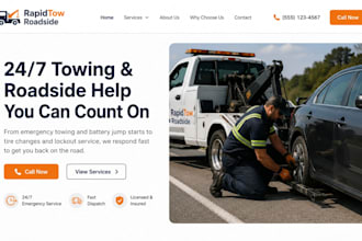 design wix towing website roadside assistance tow truck website courier website