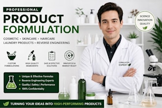 formulate cosmetic, skincare, haircare, laundry products and reverse engineering