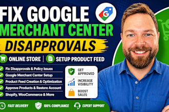 fix google merchant center disapprovals, online store, and setup product feed
