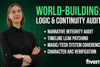 do a book world building logic audit and novel series continuity review