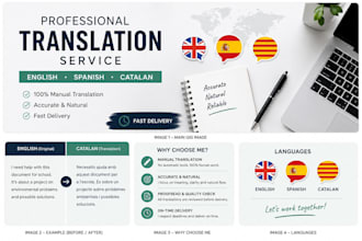 translate english, cataln and spanish manually