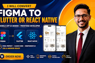 convert figma to flutter or react native mobile app ui design frontend developer