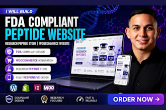build fda compliant peptide website, research peptide store, woocommerce website