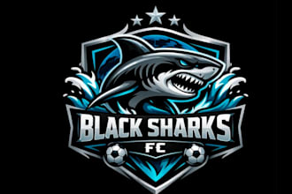 make modern style for shark sport mascot logo design service