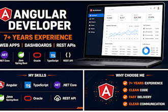 develop angular or react web apps, dashboards and UI components