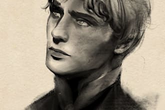make a pencil digital charcoal portrait of you
