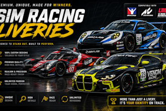 create sim racing liveries for iracing, lmu and assetto corsa