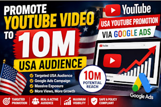 promote youtube video to 10m USA audience USA you tube promotion via google ads