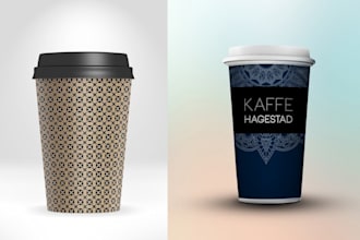 create coffee mockup, packaging, and label sticker design