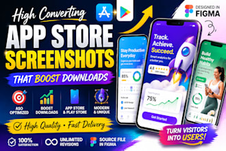 design aso optimized app store screenshots, play store mobile app UI in figma