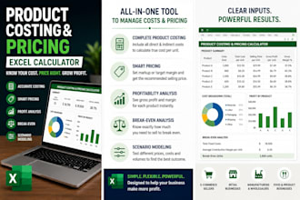 buid a product costing and pricing excel calculator