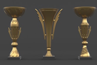 do 3d medal design, 3d trophy cup design, custom award 3d solidworks cad model