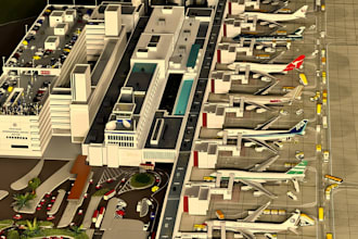 do 3d airport design,  airport concept, layout, masterplan