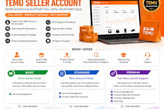 help set up your temu seller account and product listings