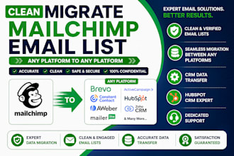 clean migrate email list any platform to any platform CRM data transfer hubspot