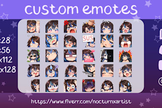 create unique custom emote in cute and fun anime style