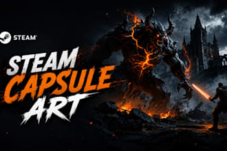 design steam capsule art, steam capsule banner, steam store page game art