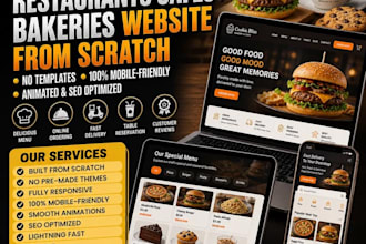 wordpress food catering website, restaurant, cafe, bake, food truck wix website