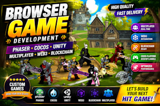 develop browser games in phaser, cocos, unity, multiplayer, web3  buildbox, ludo