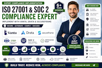 implement iso 27001 and soc 2 compliance using vanta, drata