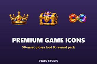 create premium glossy game UI and icons for your mobile game