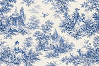 design custom toile de jouy seamless patterns for fabric and wallpaper