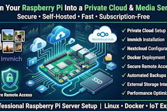 set up nextcloud hub and raspberry pi server with immich media storage