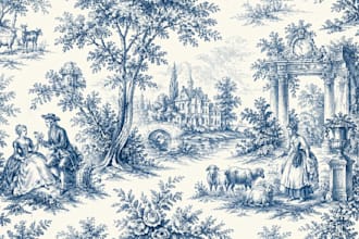 design elegant toile de jouy seamless patterns for fabric, wallpaper and textile